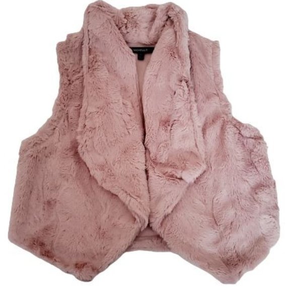 My Michelle Girls Other - My Michelle Girls Kids Faux Fur Pink Fuzzy Drape Neck Vest Size Large/Size 14